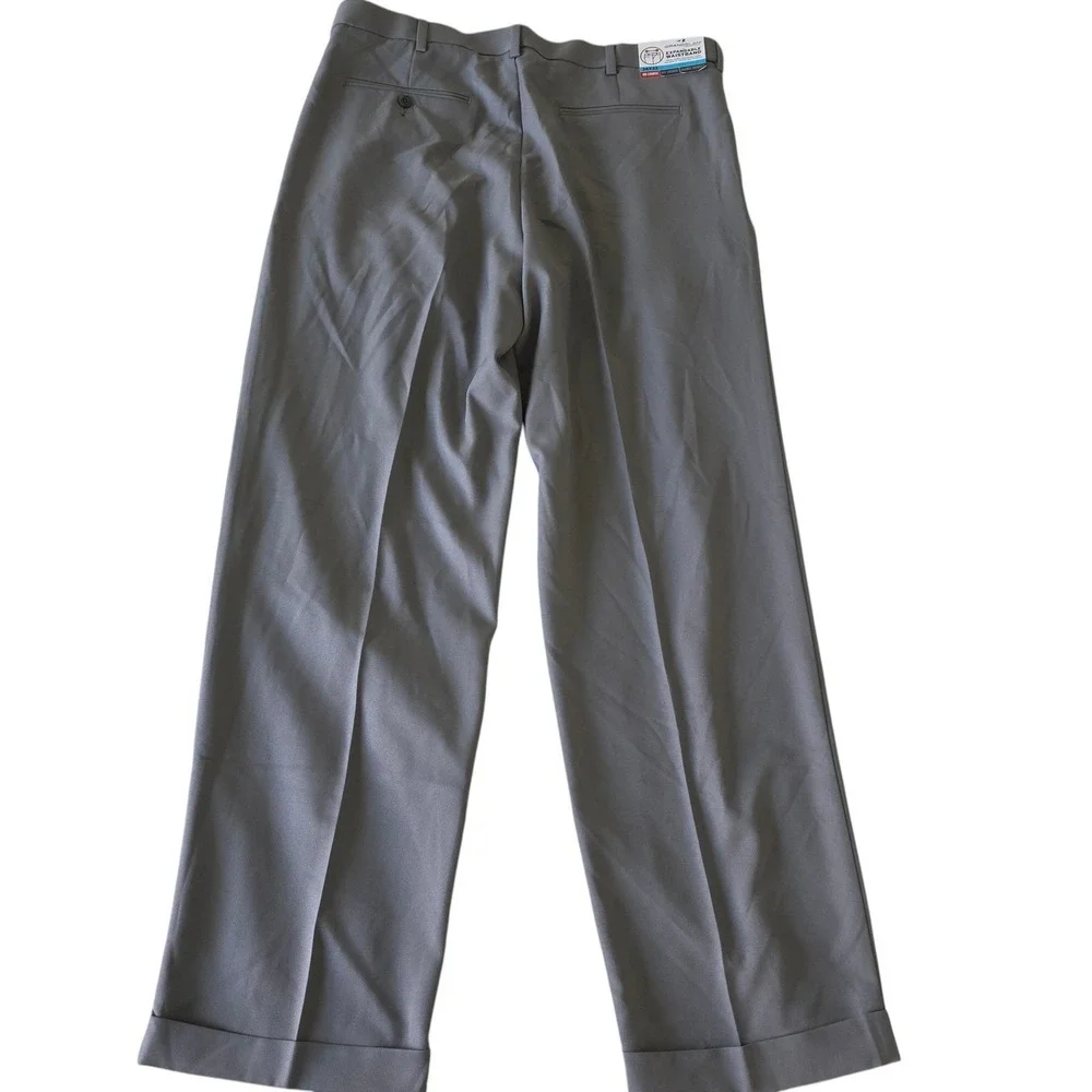 Grand Slam Mens Golf Pants Grey‎ Pleated Expandable Waist Cuffed 36x32
